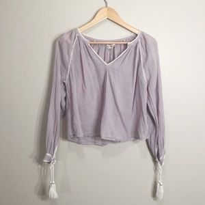 Urban Outfitters Lilac Boho Peasant Tassel Top